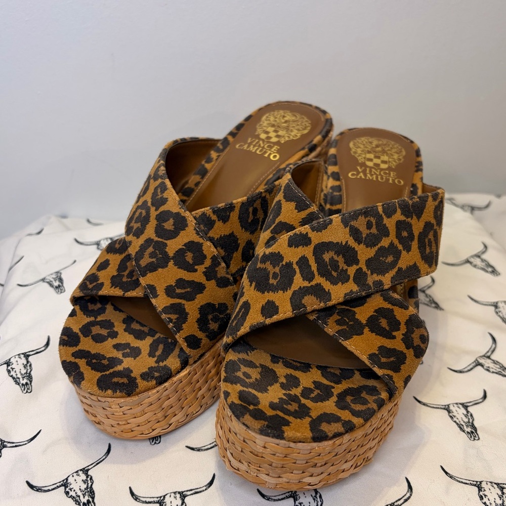 Vince Camuto Leopard Print Platform Sandals - Picture 2 of 6